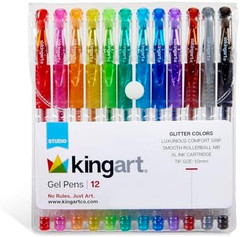 Glitter Rollerball Gel Pens, 12 Sparkling Colors with Soft-Grip Comfort, XL Ink