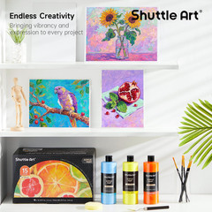 Shuttle Art Acrylic Paint, 15 Colors Acrylic Paint Large Bottle Set, 473Ml/16Oz