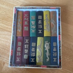 Chinese Calligraphy Multicolor Ink Stick Set with Ornate Designs