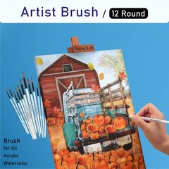 12 PCS Nylon Professional Round Paint Brushes Watercolor Acrylic Nail Art