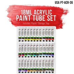Professional 36 Color Art Acrylic Paint Set, 18ml Tubes, Artist Student Painting