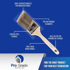 Pro Grade Paint Brushes, 5-Piece Paint Brush Set: Flat & Angle Brushes for Latex