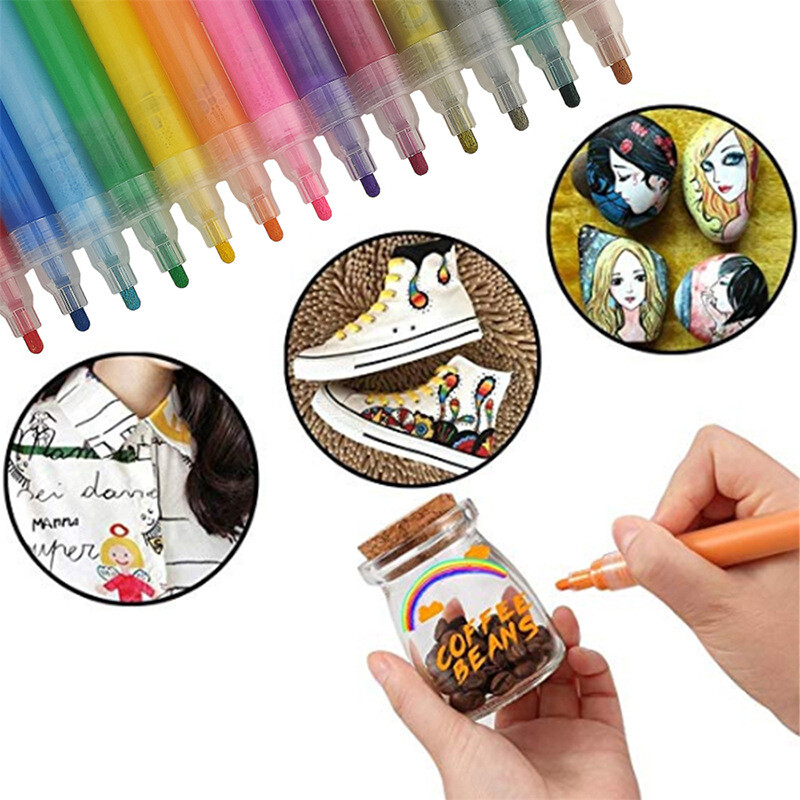 Permanent Acrylic Paint Marker Pens for Stone, Ceramic, Glass, Wood, and Fabric
