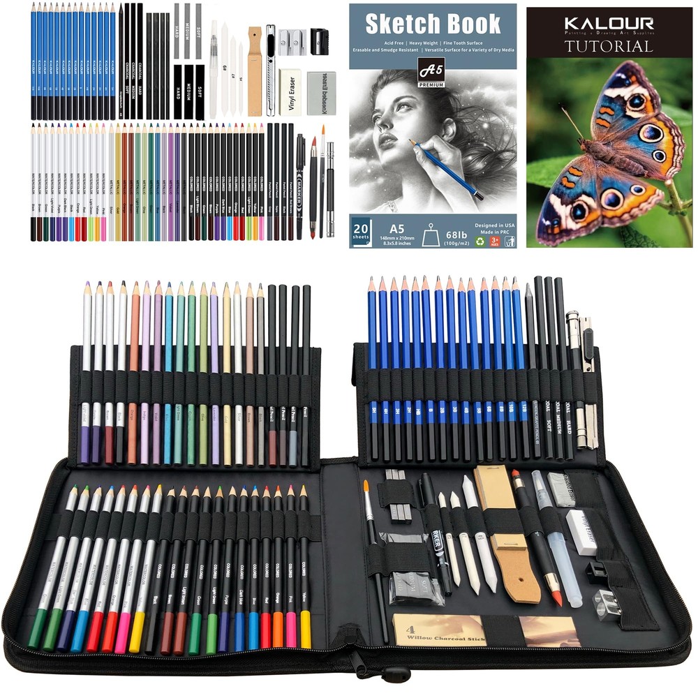 82 Pack Drawing Sketching Kit Pro Art Supplies with Sketchbook Include Tutori…