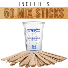 10 oz. (300ml) Graduated Plastic Mixing Cups – Box of 100 with 50 Mixing Stic…