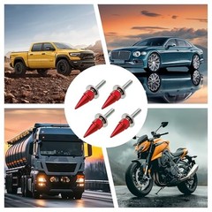 4 PCS Spikes License Plate Screws for Car, Anti Theft Spike Shape Aluminum Red