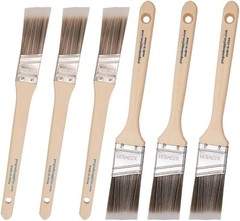 6-Pack Assorted Angle Paint Brushes – Stainless Steel and Flagged Bristles