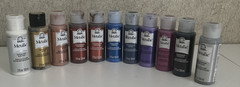 Folk Flirt Metallic Acrylic Paint Art Project Bundle Used Lot of 11 2oz Bottles