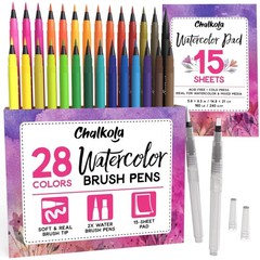 Watercolor Brush Pens for Lettering, Coloring, Calligraphy – Set of 28 Waterc…