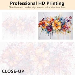 Paint by Number for Adults, Flowers Paint Number Kits, Abstract DIY Painting