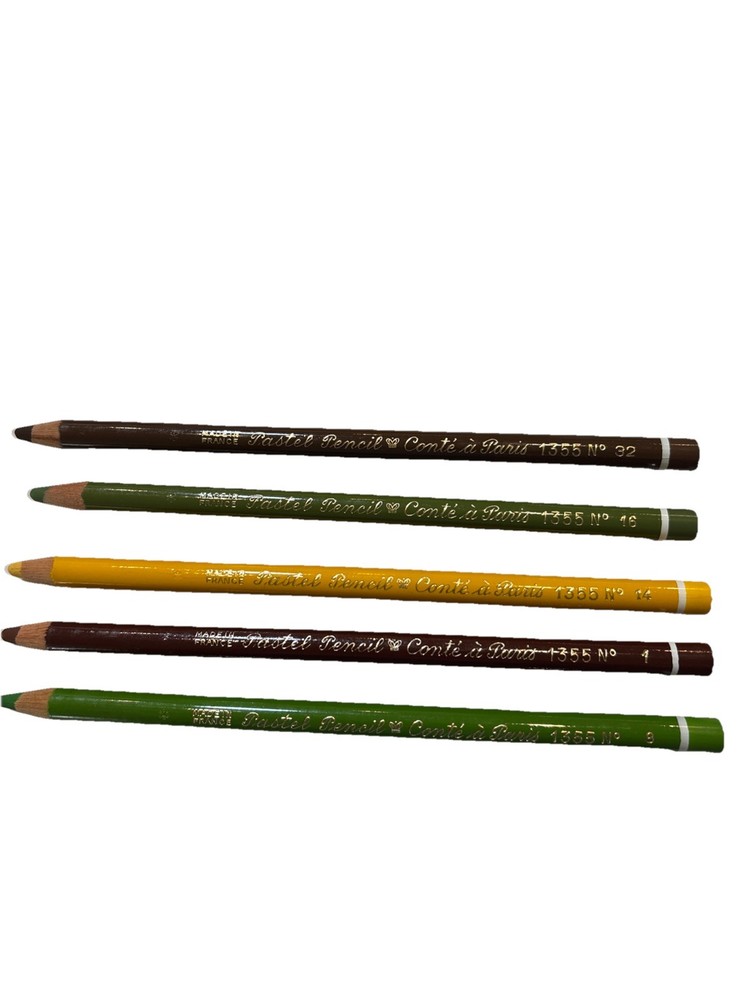 Vintage Conte a Paris Pastel Pencils #1355 Lot of 5 Brown Green Yellow Purple