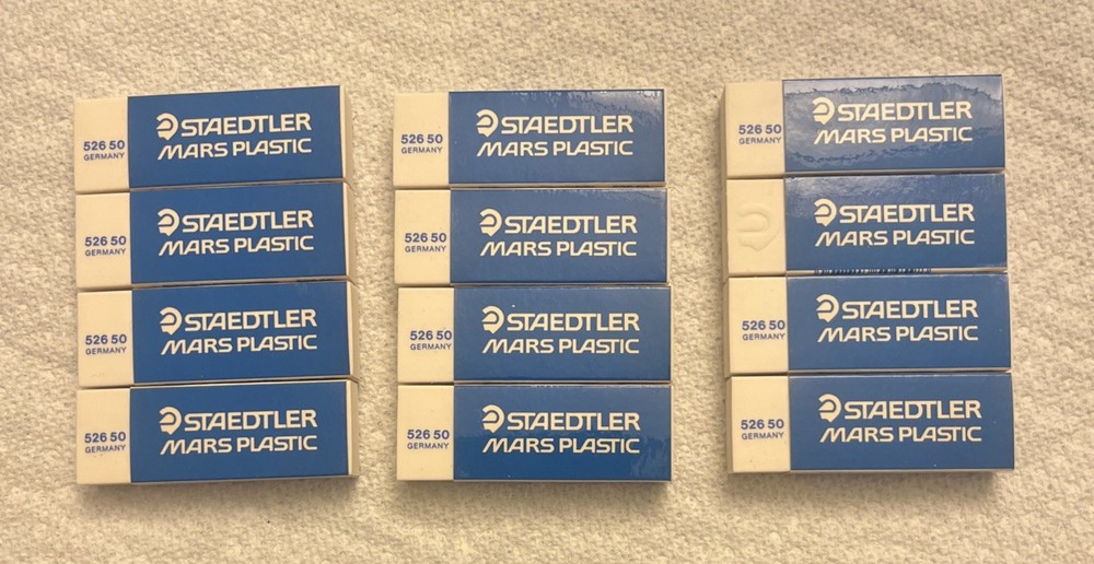 NOS Staedtler Mars Plastic White Vinyl Eraser 12 Pack 526 50