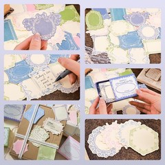 120Pcs Vintage Scrapbooking Paper, Scrapbook Supples Kit, Writing pink, cream