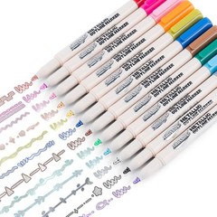 TRANSON 12pcs Outline Shimmering Markers Metallic Neon Art Drawing Craft Pens