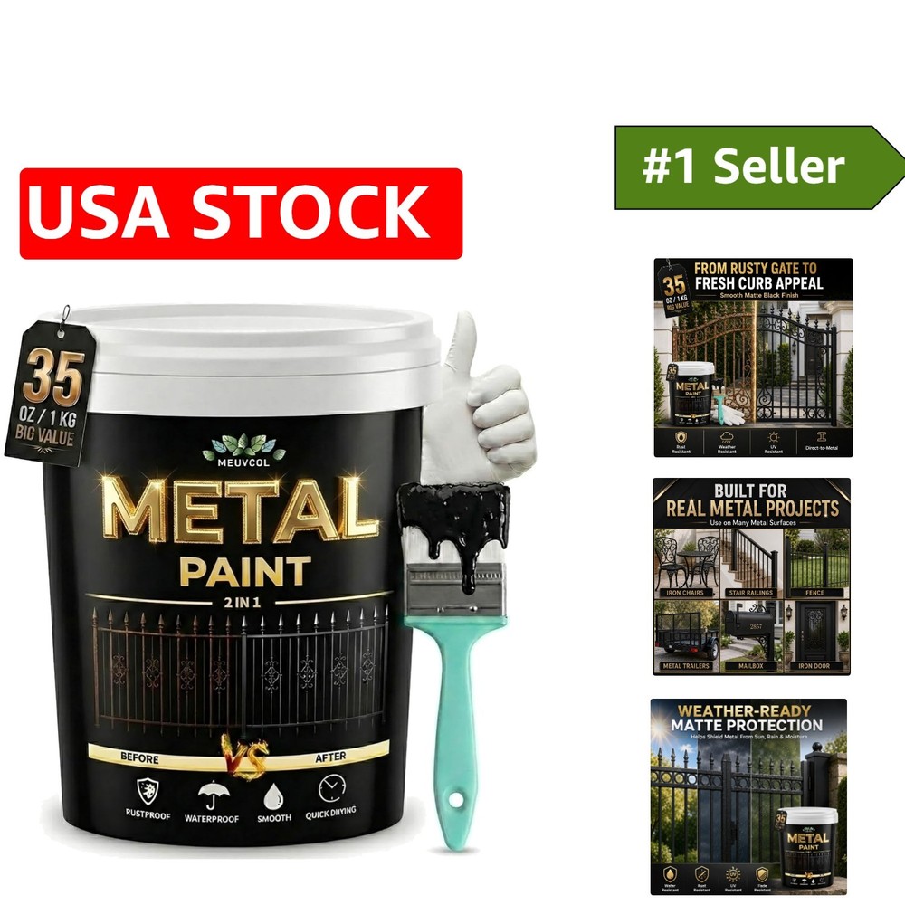 High Coverage 35 Fl Oz Rust Preventive Black Paint for Metal Furniture & Gates