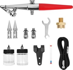 Single-Action Siphon Feed Spray Gun Kit Airbrush H-Set 3 Nozzles & 6-Foot Hose