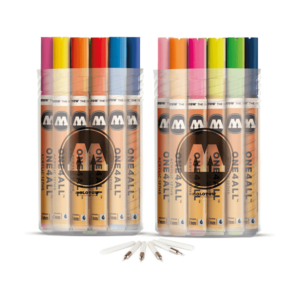 Molotow One4All 127HS Full Range – 40 Marker Pen Bundle – Acrylic Paint Pens