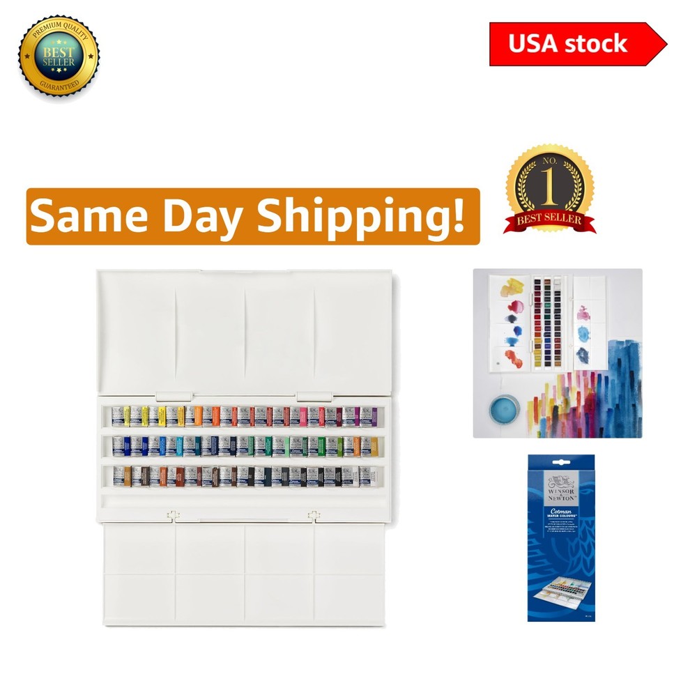 High-Quality Cotman Watercolor Set – 45 Half Pans with Brush for Vibrant Art