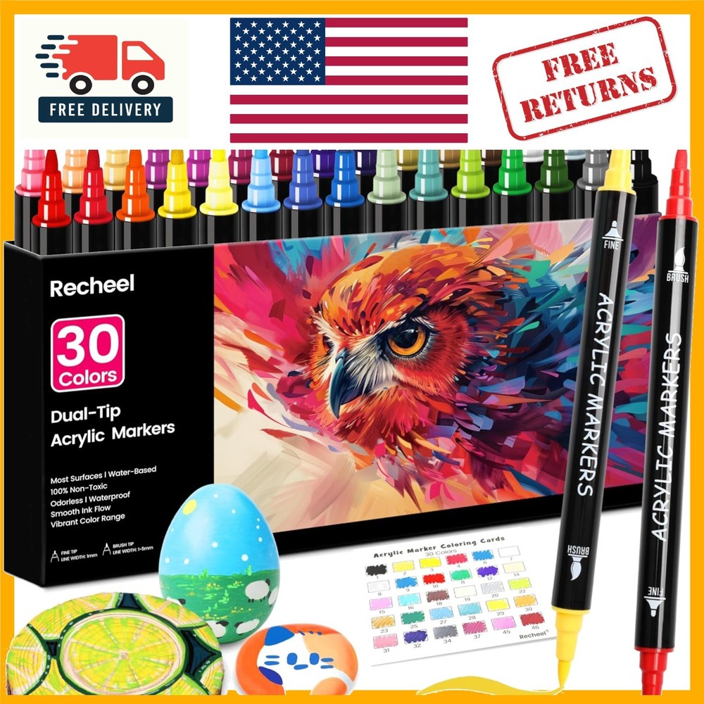 Quick-Drying 30 Colors Acrylic Paint Markers: Perfect for Every Artistic Medium
