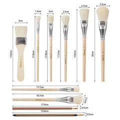 Mop Brush for Acrylic Painting,10 PCS Glaze Brushes for Pottery Goat Hair6521
