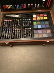 142 Piece Art Set, Wood Cases Crayons, Pencils, Pastels, Watercolors