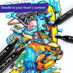 Dual Tip Alcohol Art Markers Pen – Tip Pen Set of 80 for Drawing Design colourin