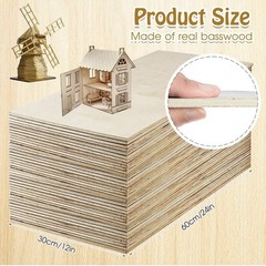 12 pcs Baltic Birch Plywood, 6 mm 1/4 x 12 x 24 Inch, B/BB Grade Sheets| Woodpec