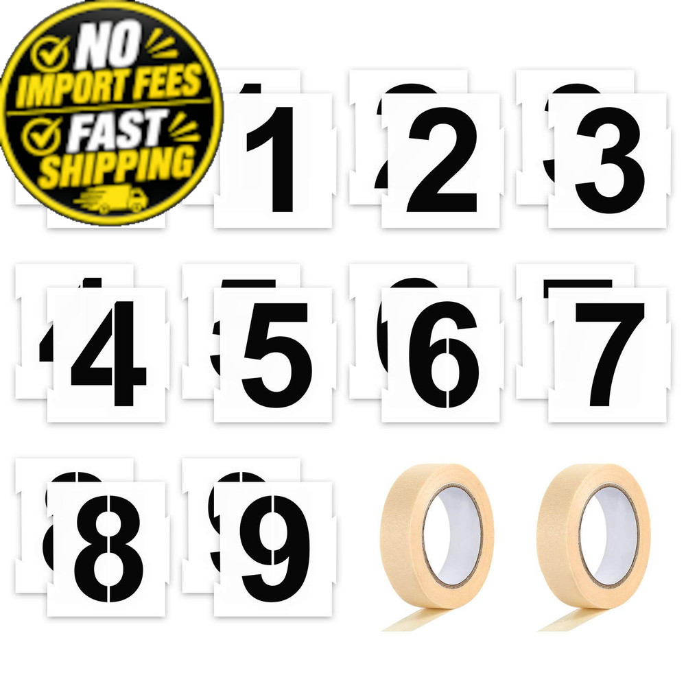 20 Pieces Curb Stencil Kit 0-9 Address Number Reusable 4 Inch Height, White