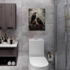 Crow Canvas Wall Art Gothic Romantic Painting Picture Framed for Bathroom Bed…