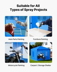 VEVOR Portable Paint Booth Tent 115.35 x 115.35 x 71.26 inch Portable Spray Tent