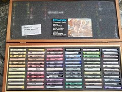 Vintage Rowney Wooden Box Set 72 Professional Quality Artists Soft Pastels.