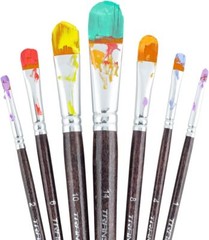 Transon 7pcs Artist Filbert Paintbrush Set for Acrylic M-Filbert, Brown