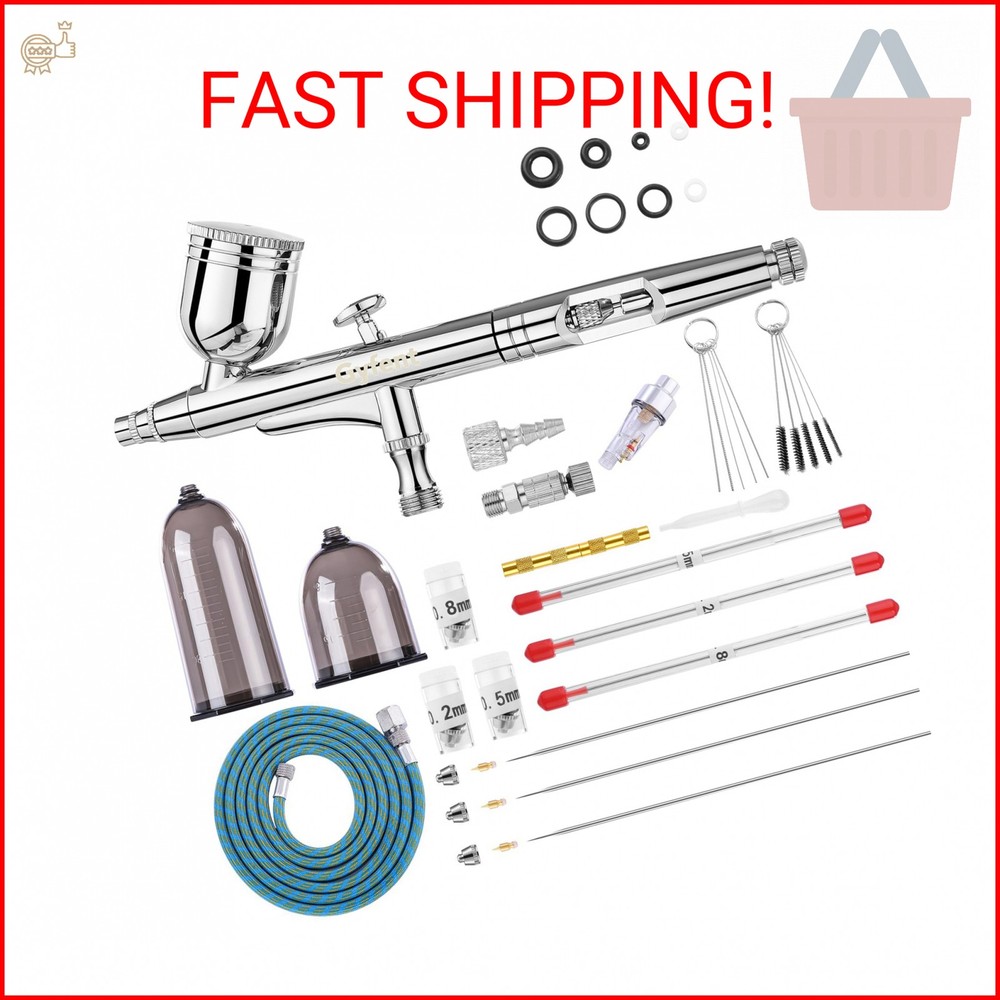 Gyfent Airbrush Kit, Airbrush Gun with 4 Quick-Release Nozzle Sets(0.2/0.3/0.5/0