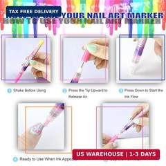 12 Colors Nail Art Pens Set, 3D Nail Polish Pens, Nail Art Markers for Gel Nails