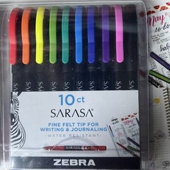 Zebra Sarasa .8mm Felt Tip 10 Pack Plus 5 Pack Zebra Mildliner Highlighters
