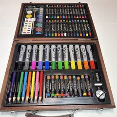 Art 101 Wooden Art Set with Markers, Colored Pencils, Crayons, Paints