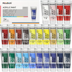 MEEDEN Heavy Body Acrylic Paint – Basic Satin Finish 24 X 60Ml (2 Oz) Color Pain