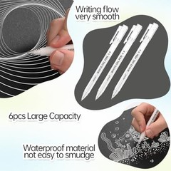 White Gel Pens 0.6mm Fine Point Opaque White Archival Ink Pen for Art, Coloring,