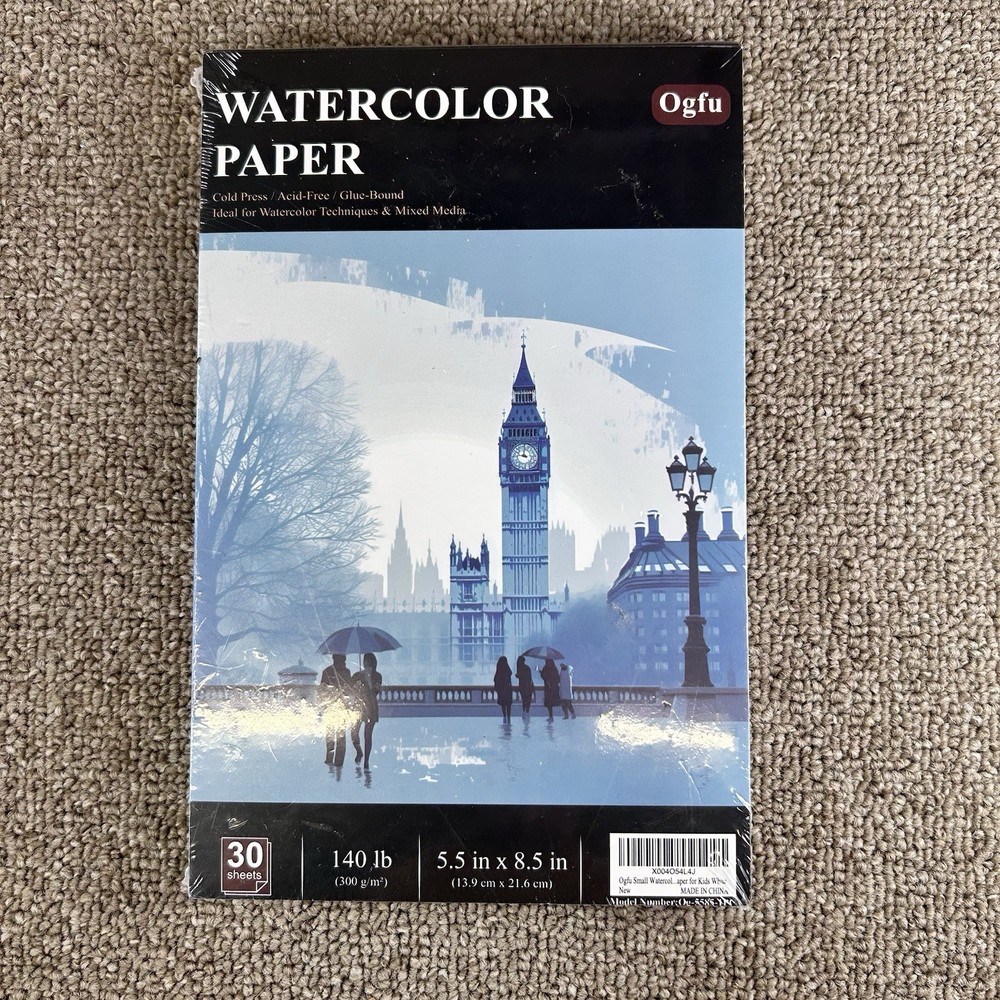 Ogfu Watercolor Paper 5.5×8.5 Sheets 140lb Artist Series 30 Sheets White