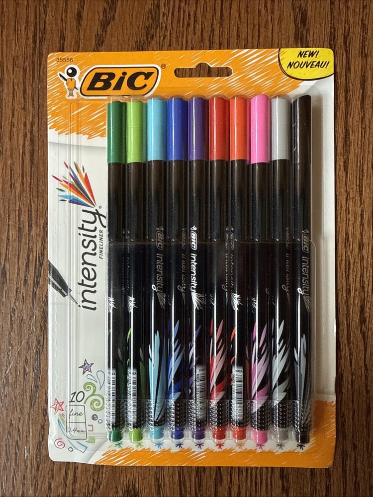 BIC Intensity Fineliner.4MM Assorted Color Pens 10 Count New