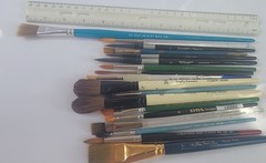 Lot Of 17 Brush Paint Vtg Lyra Germany Daniel Smith Marx Liquitex Royal And Mix
