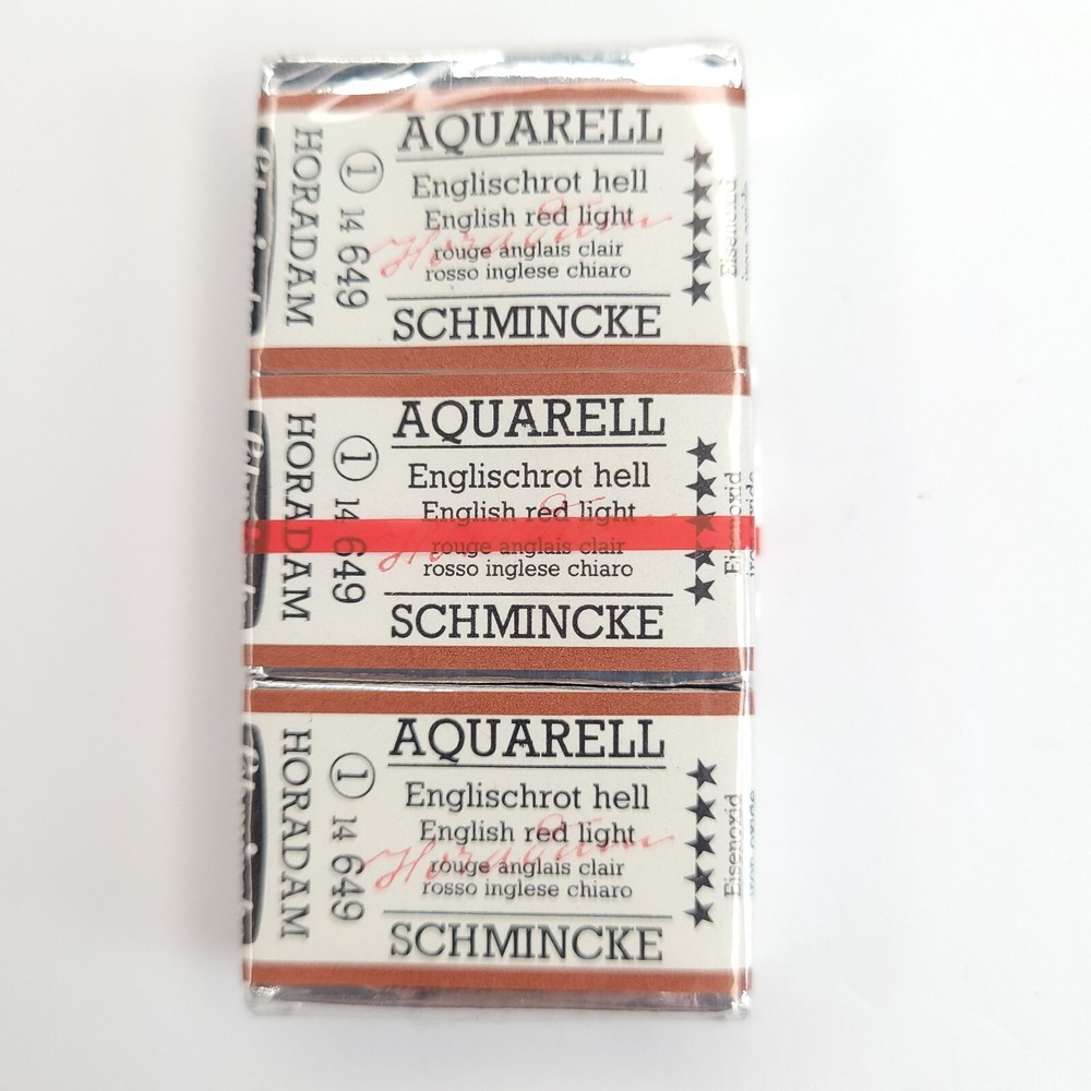 (3-Pk) Schmincke Horadam Aquarell English Red Light (649) Full Pan Watercolor