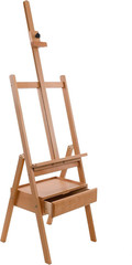 Large Wooden H-Frame Easel with Storage Drawer & Shelf – Adjustable Mast to 75″,