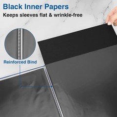 Sooez Art Portfolios 11″x17″, Large Portfolio 11×17 w/ BLK Paper, Navy Blue