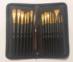 15PCS Professional Artist Paint Brush Kit w/ Scraper for Oil Acrylic Watercolor