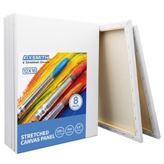 FIXSMITH Stretched White Blank Canvas – 12 x 16 Inch, Bulk Pack of 8, Primed, 10