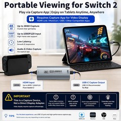 Guermok 4K USB3.0 Video Capture Card with PD 100W, 4K@60FPS or 2K@144FPS HDMI to