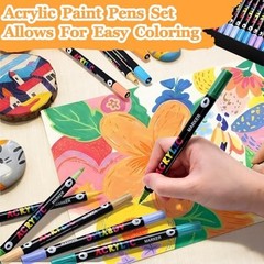 Pens Set, 84 Pack Dual Brush Tip Acrylic Paint Pens, Coloring Markers for Roc…