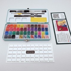 ARTISTRO Watercolor Paint Set, 48 Vivid Colors in Portable Box, Paper, Brushes