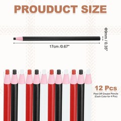 12Pcs, Peel-Off Grease Pencils Color China Markers White & Black & Red